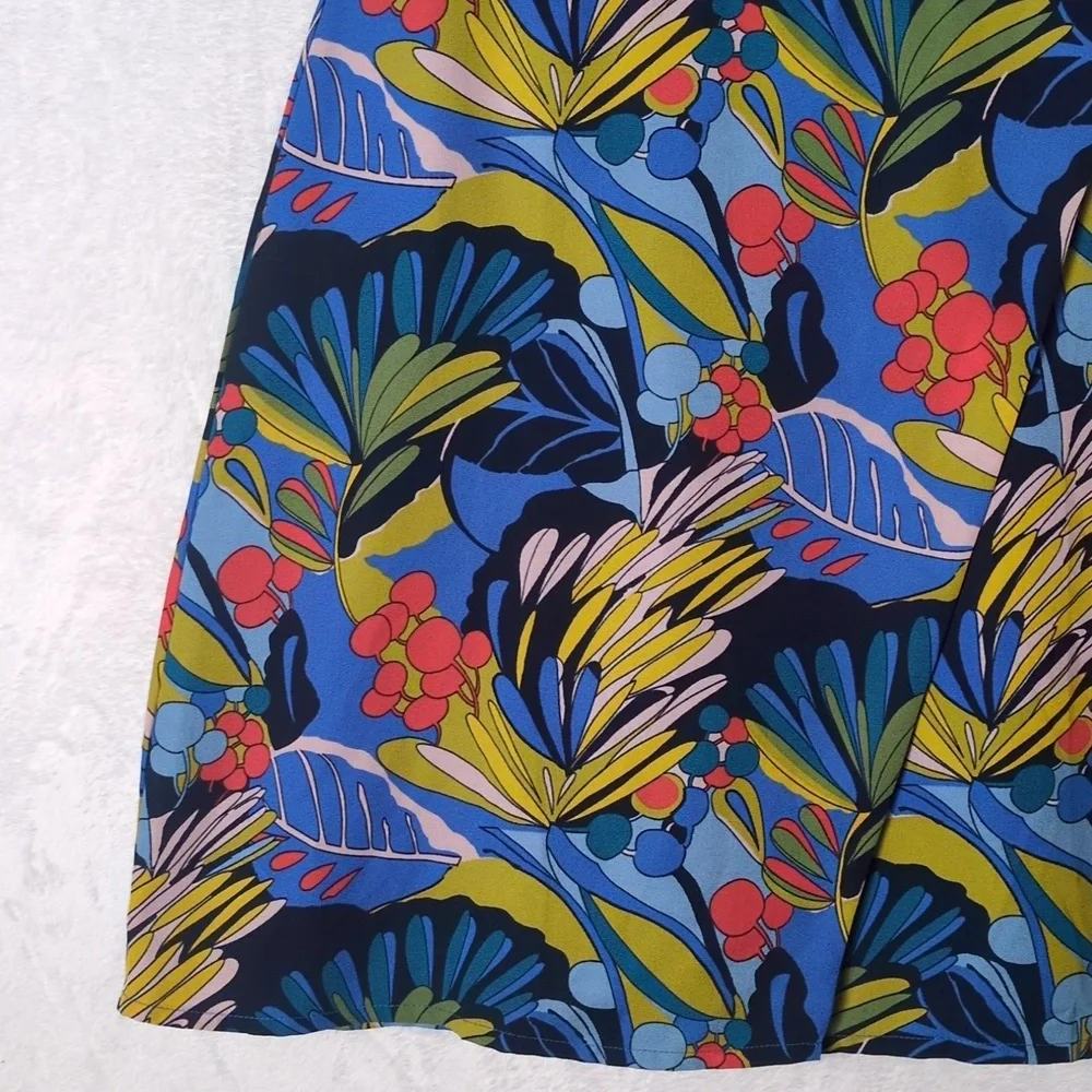 J. Crew Mercantile Blue Colorful Botanical Knee‎ Length Dress Size 8